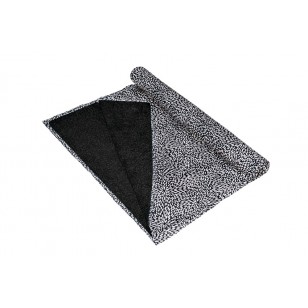 Toalla-pareo reversible 100% algodón estampado blanco y negro / rizo de toalla NEGRO